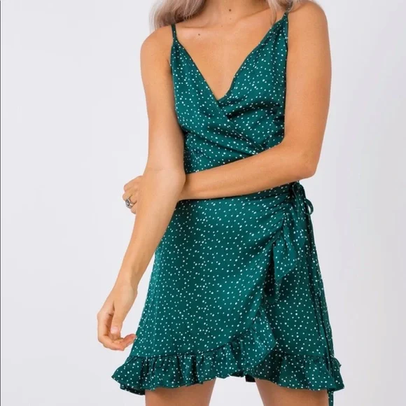 Princess Polly green wrap dress